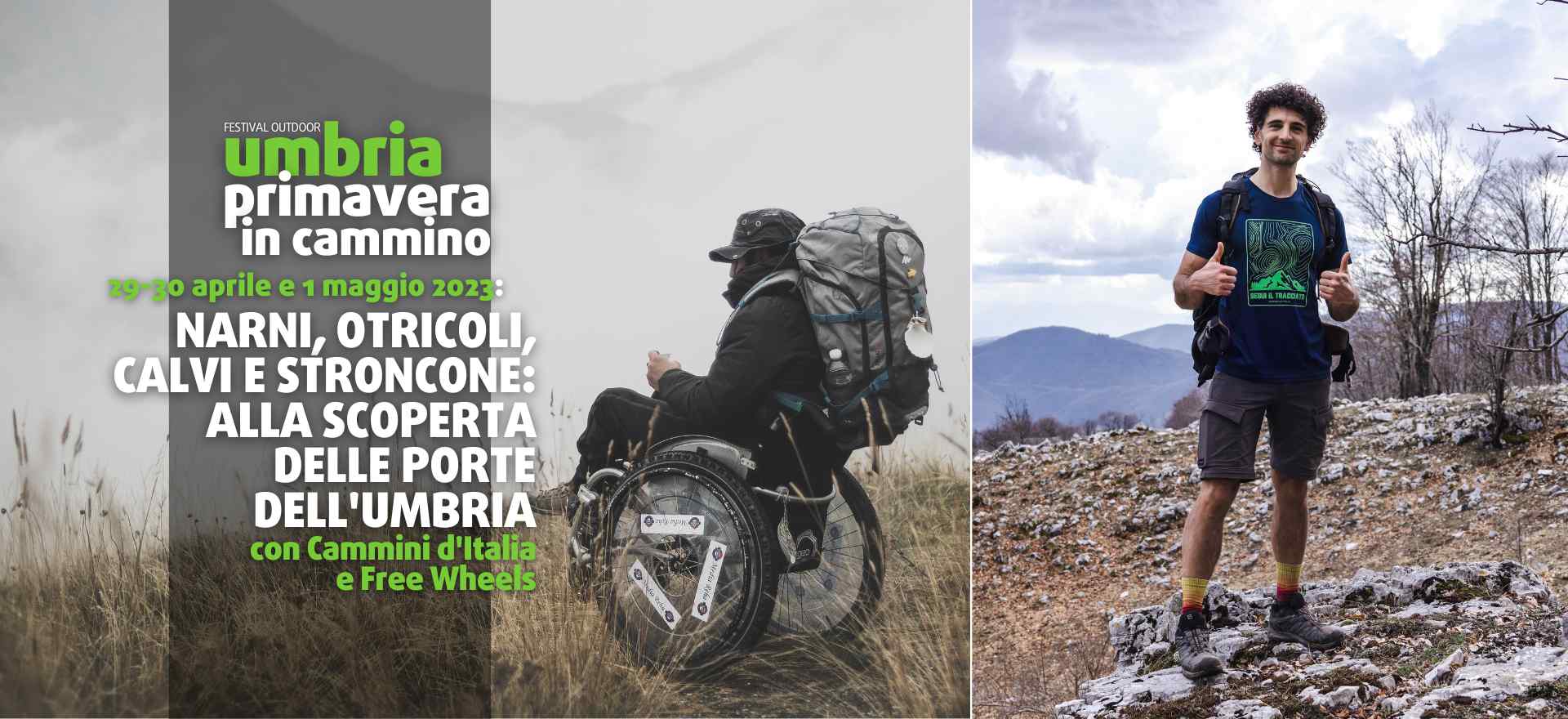 La cover con gli influencer di Cammini d'Italia e Free Wheels per Umbria Primavera in Cammino