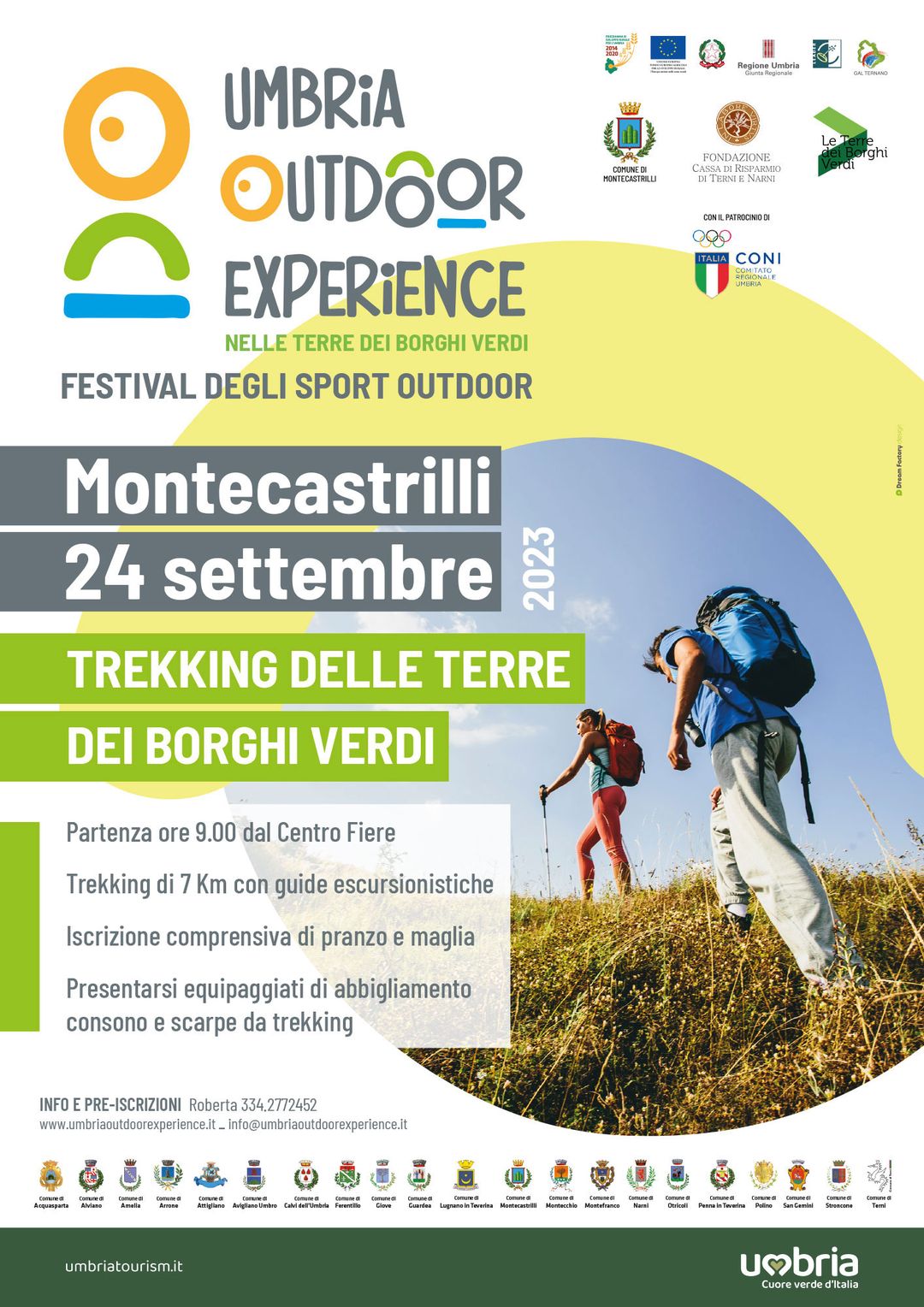 Locandina dell'evento trekking nelle terre dei borghi verdi di Umbria Outdoor Experience