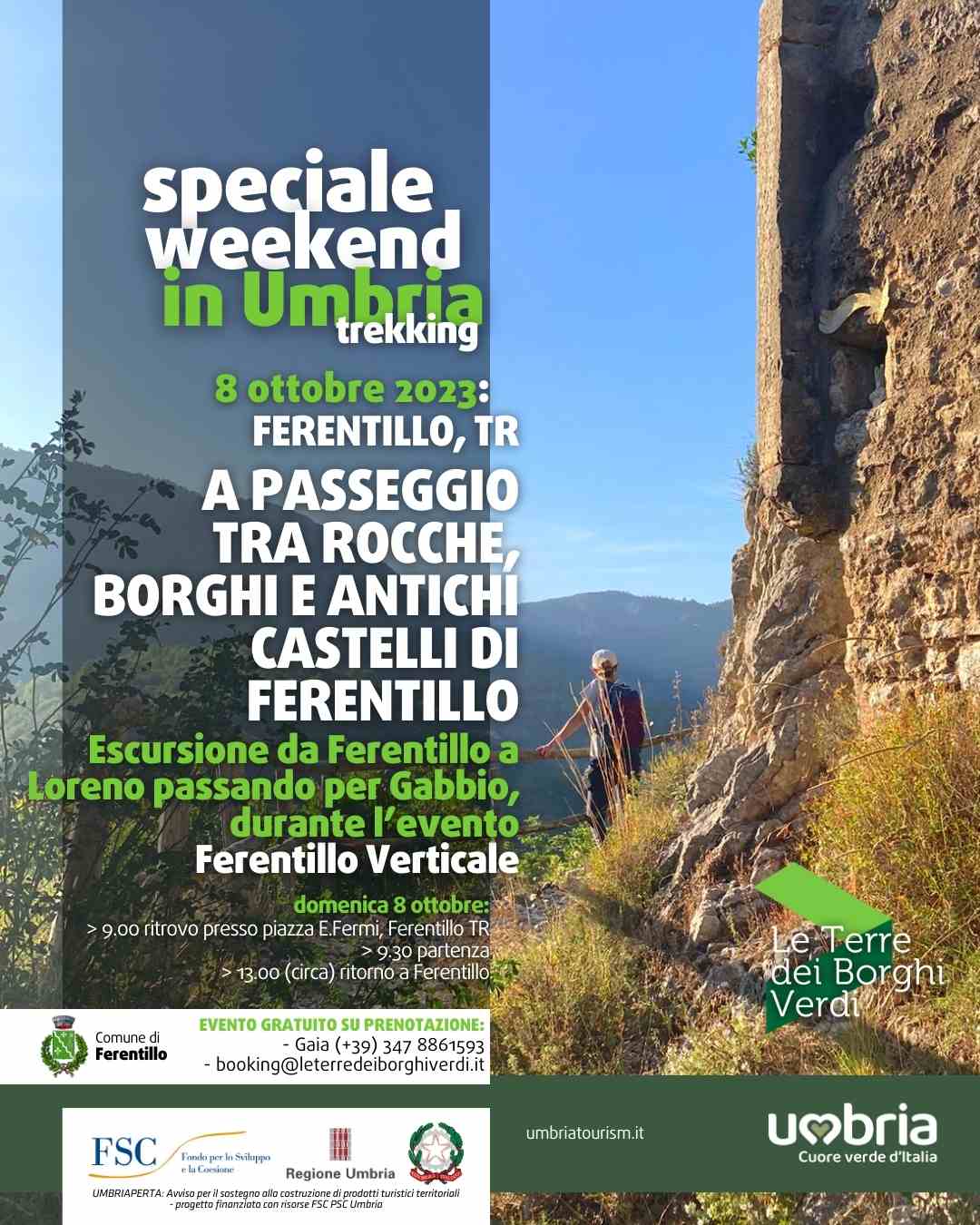 Locandina evento di trekking A passeggio tra rocche, borghi e antichi castelli di Ferentillo